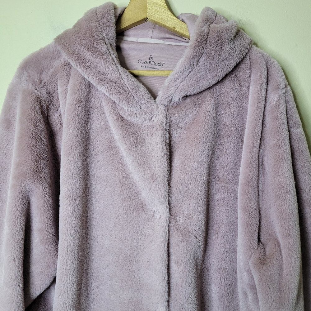 Cuddl Duds Faux Fur Jacket With Hood Size 1X - Picture 4 of 11